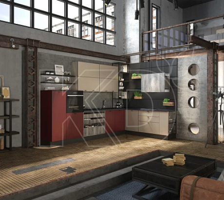 Как обустроить бежевую кухню в стиле лофт