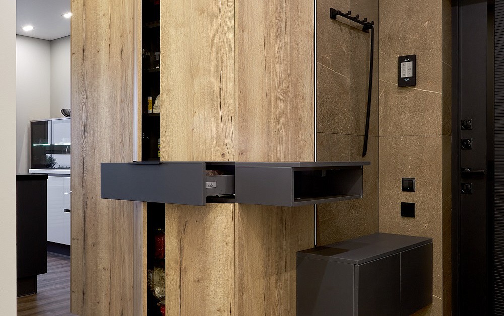 Необычная кухня в скандинавском стиле с островом