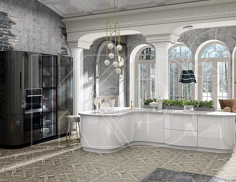 Белая кухня в стиле Модерн