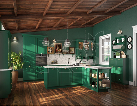дизайн кухни в бело-зеленых тонах