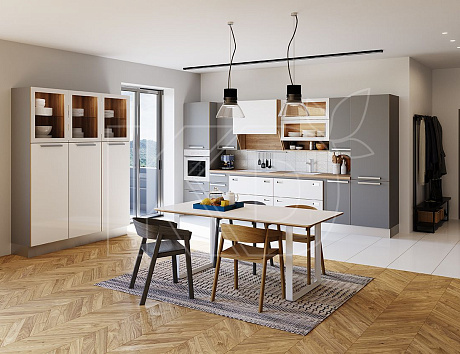 Для небольшого помещения достаточно купить кухню 3 метра. Прямая модель наиболее просто интегрируется в компактную комнату. В ней вы сможете хранить всю необходимую посуду и некоторую кухонную технику.